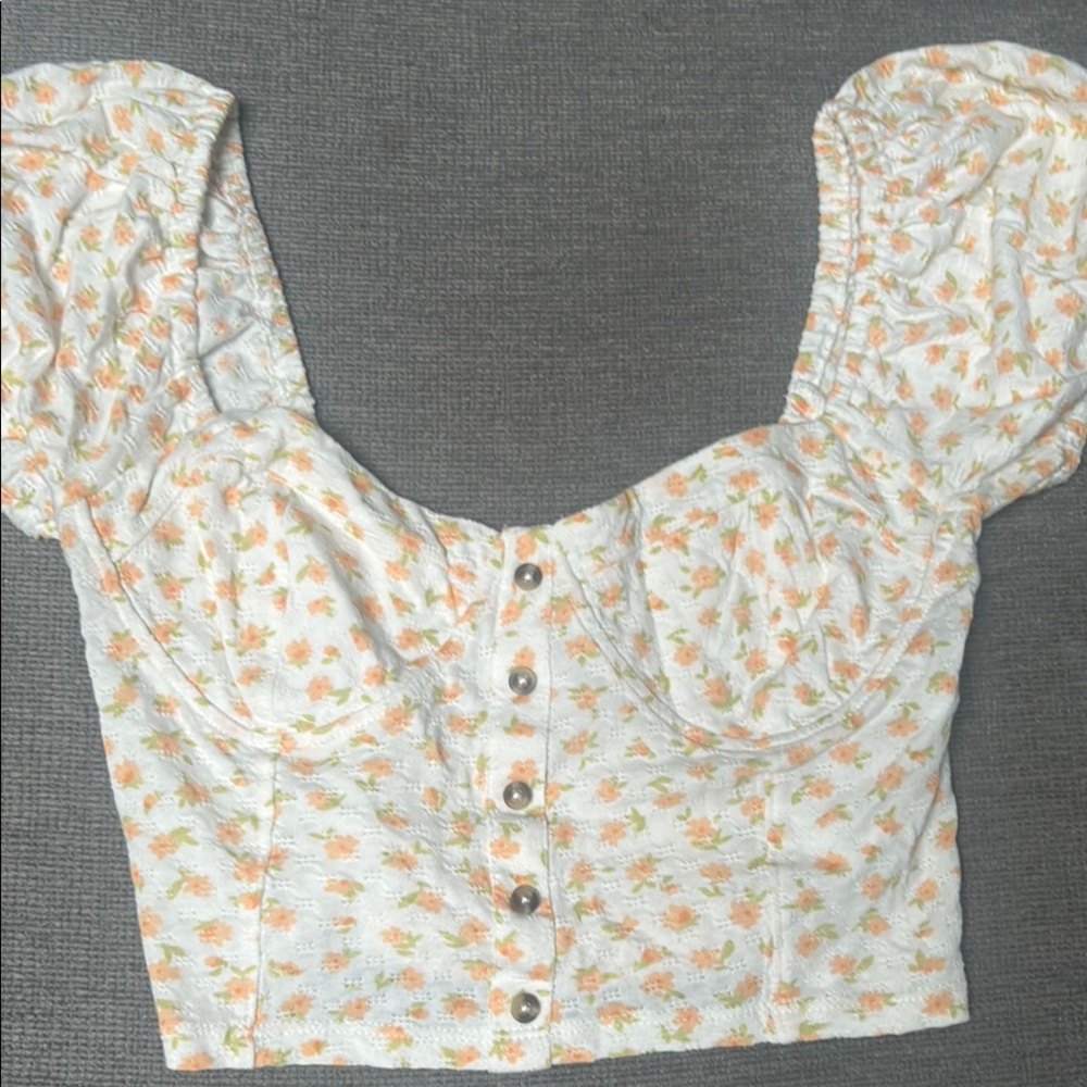Floral Button-Up Crop Top